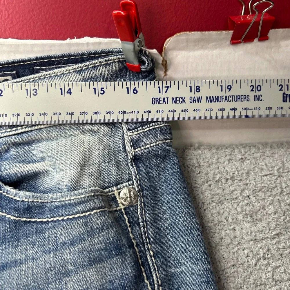 Miss Me Skinny Jeans Mid Rise Embellished Blue 29 Y2K McBling Western Boho Rodeo